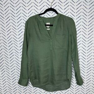 Gap Linen VNeck Popover Shirt Blouse Tunic Size XS